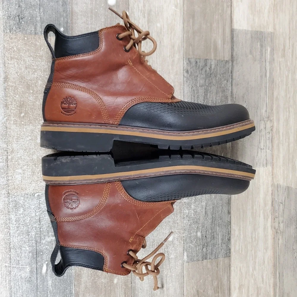 Timberland‎ Stormbuck Mens Boots Sz 8.5 Black Brown Lace Up Mid Top Round Toe
